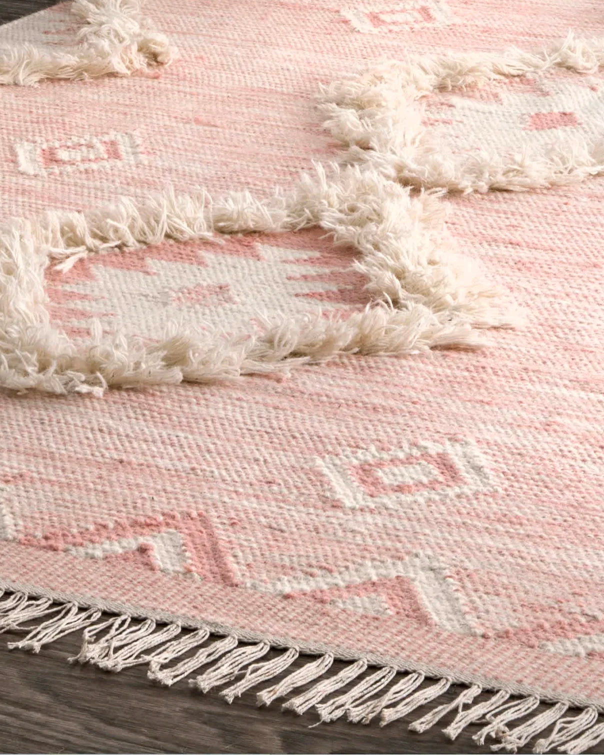 Pink Peony Fringe Rug