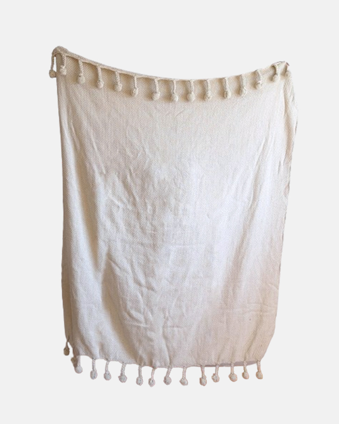 Cream pom pom throw blanket new arrivals