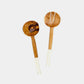 White Swirl Round Olivewood Salad Servers - Hesby