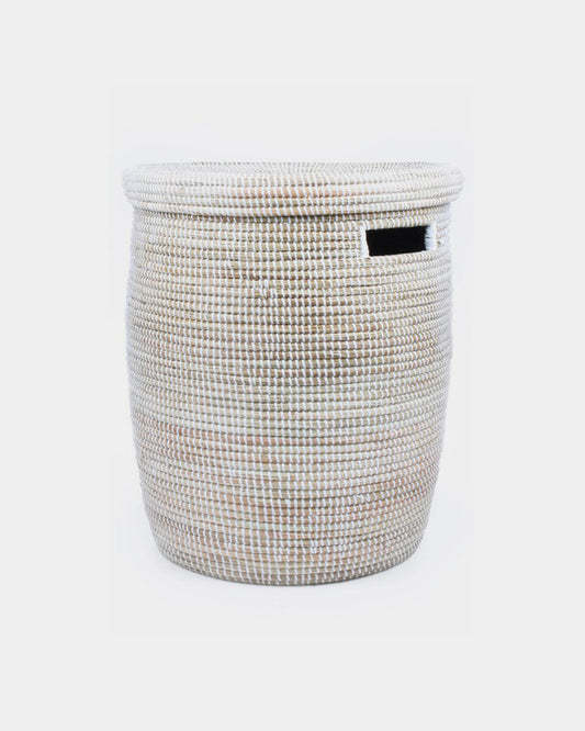 White Woven Laundry Basket - Hesby