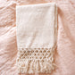 Cream Fringe Throw Blanket