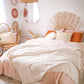 Cream Fringe Throw Blanket