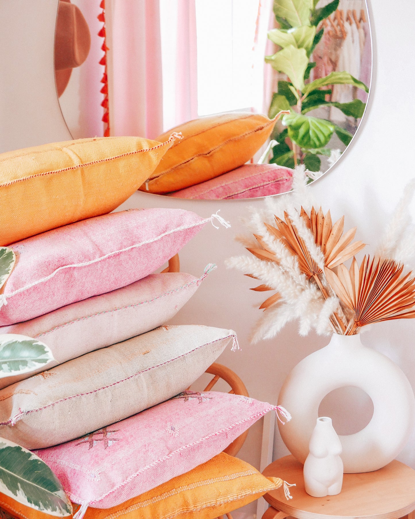 Pink Cactus Silk Pillow