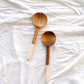 White Swirl Round Olivewood Salad Servers