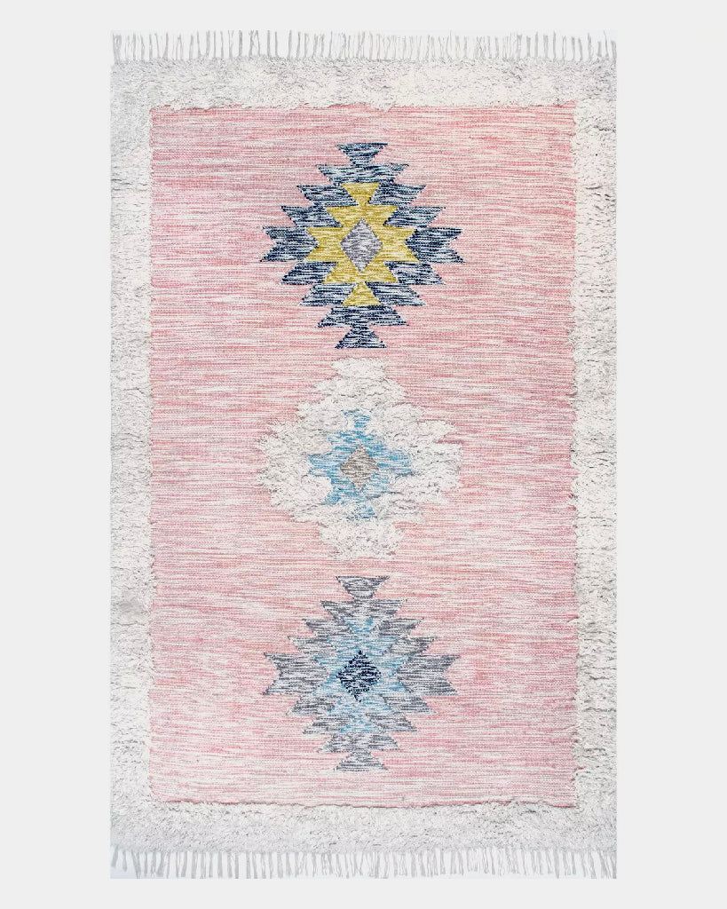 Pink Fringe Rug Kyoto Pink Fringe Rug | Hesby Boho Home Decor