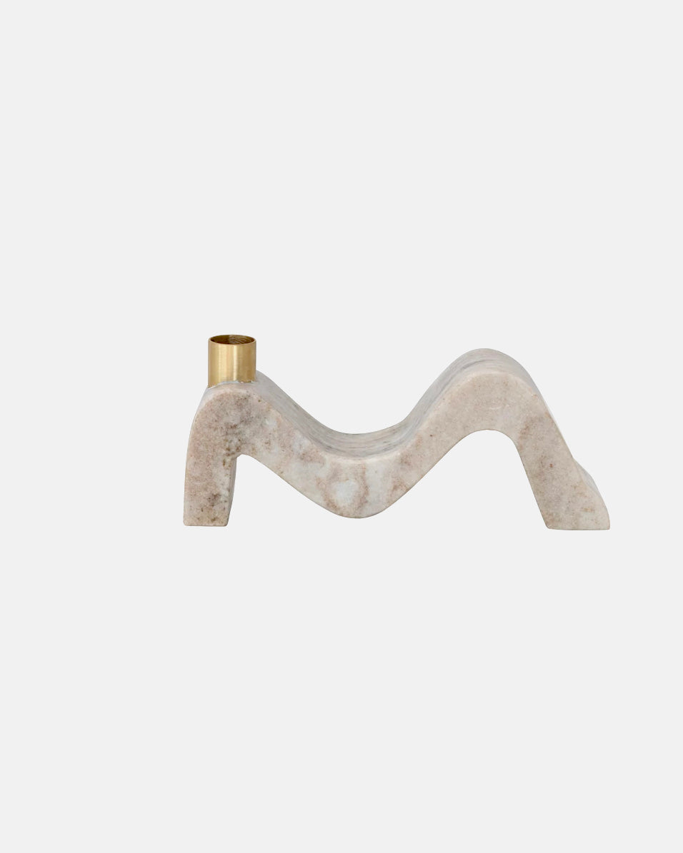 Marble & Brass Wave Taper Holder