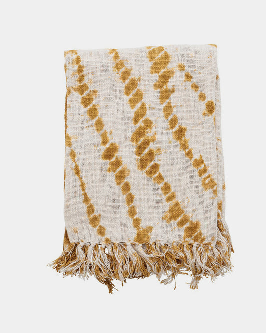 Mustard Tie Dye Fringe Throw Blanket