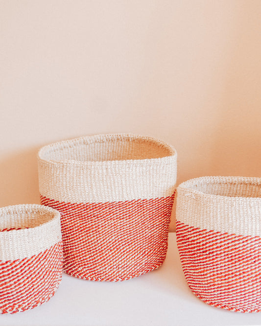 Red Dipped Sisal Storage Basket