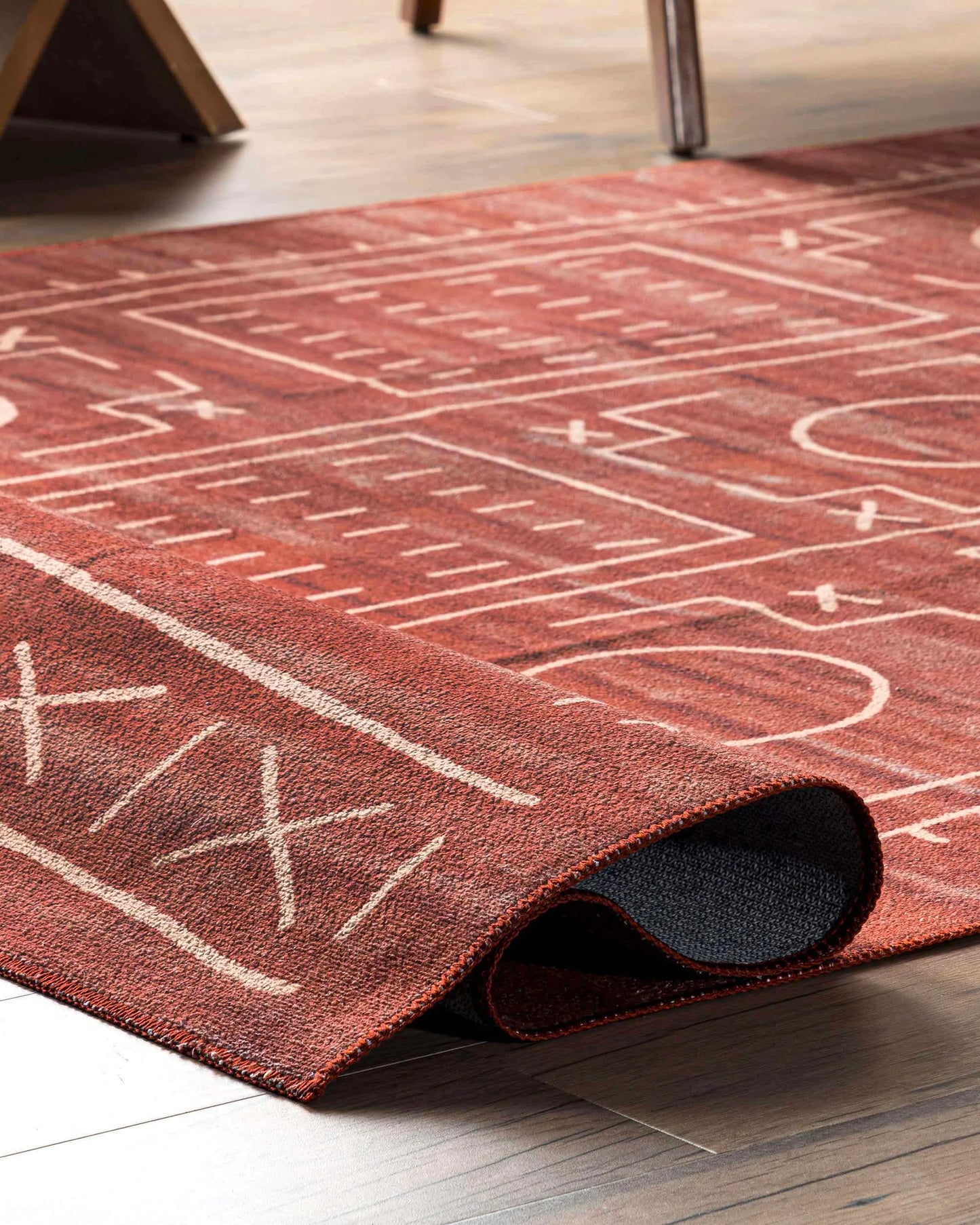 Rust Washable Geometric Rug