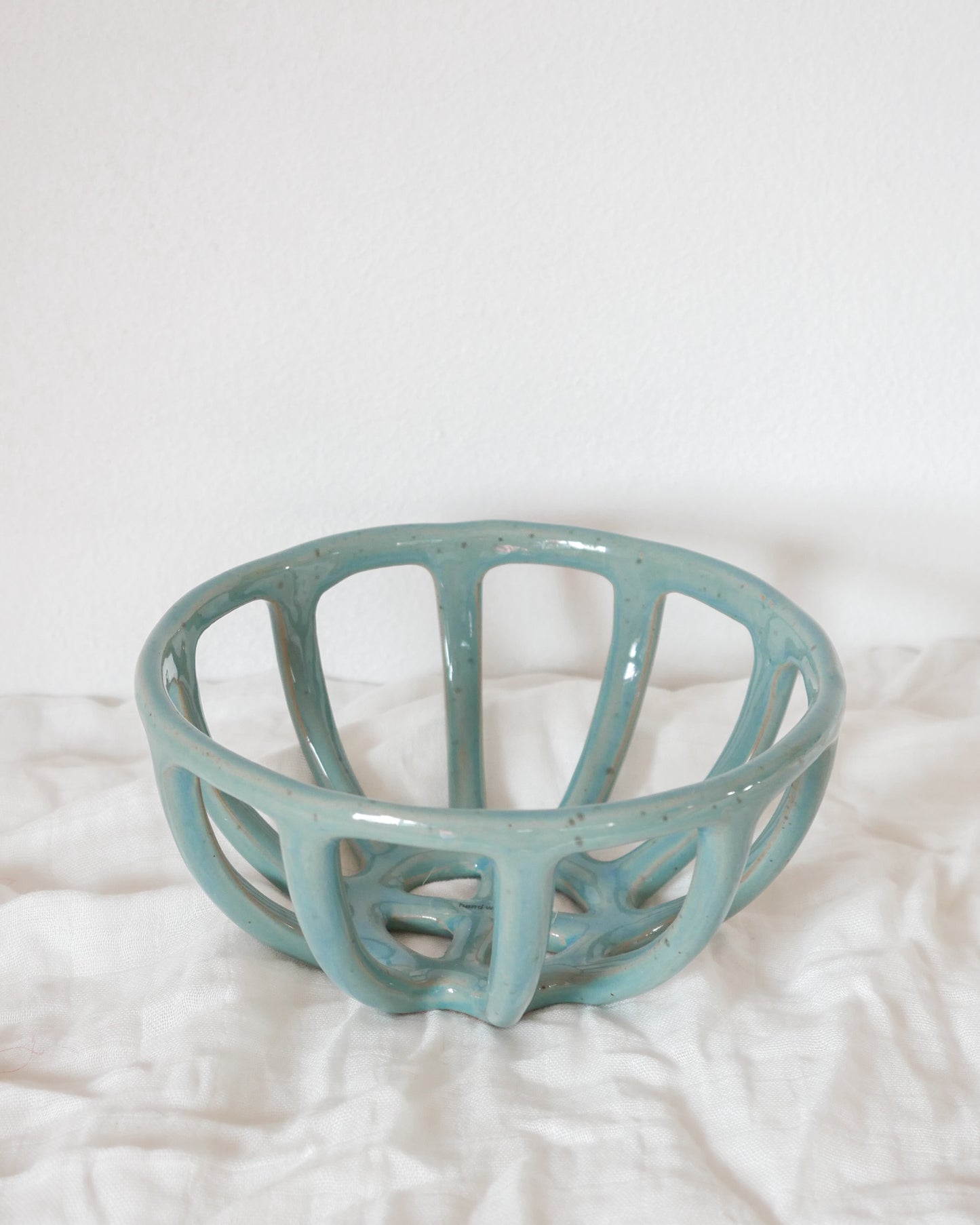 Sage Stoneware Basket Bowl