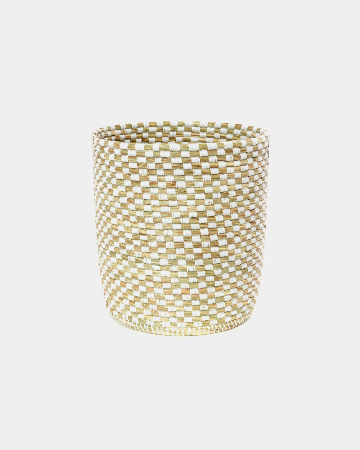 Cleo White Tall Checker Basket - Hesby