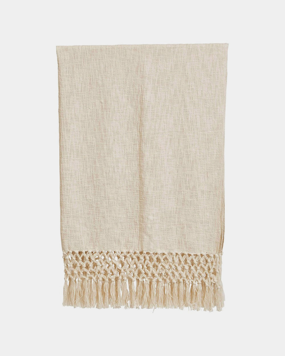 Cream Fringe Throw Blanket