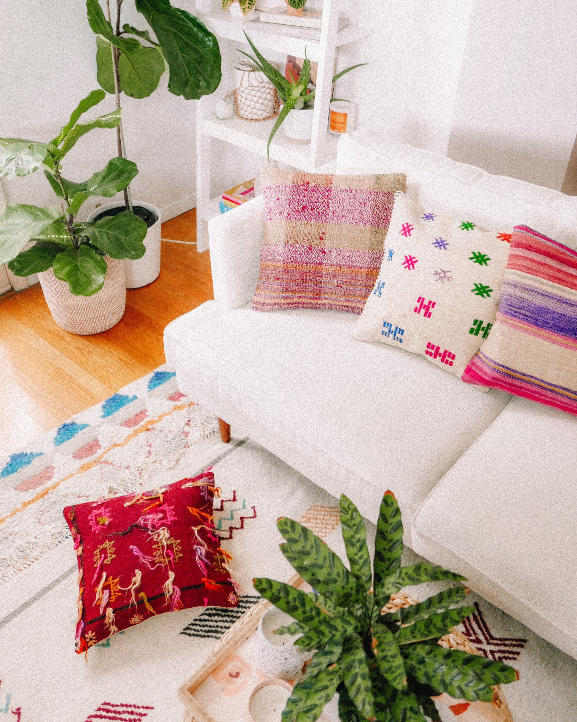 Rainbow Shaggy Graphic Kilim Pillow - Hesby