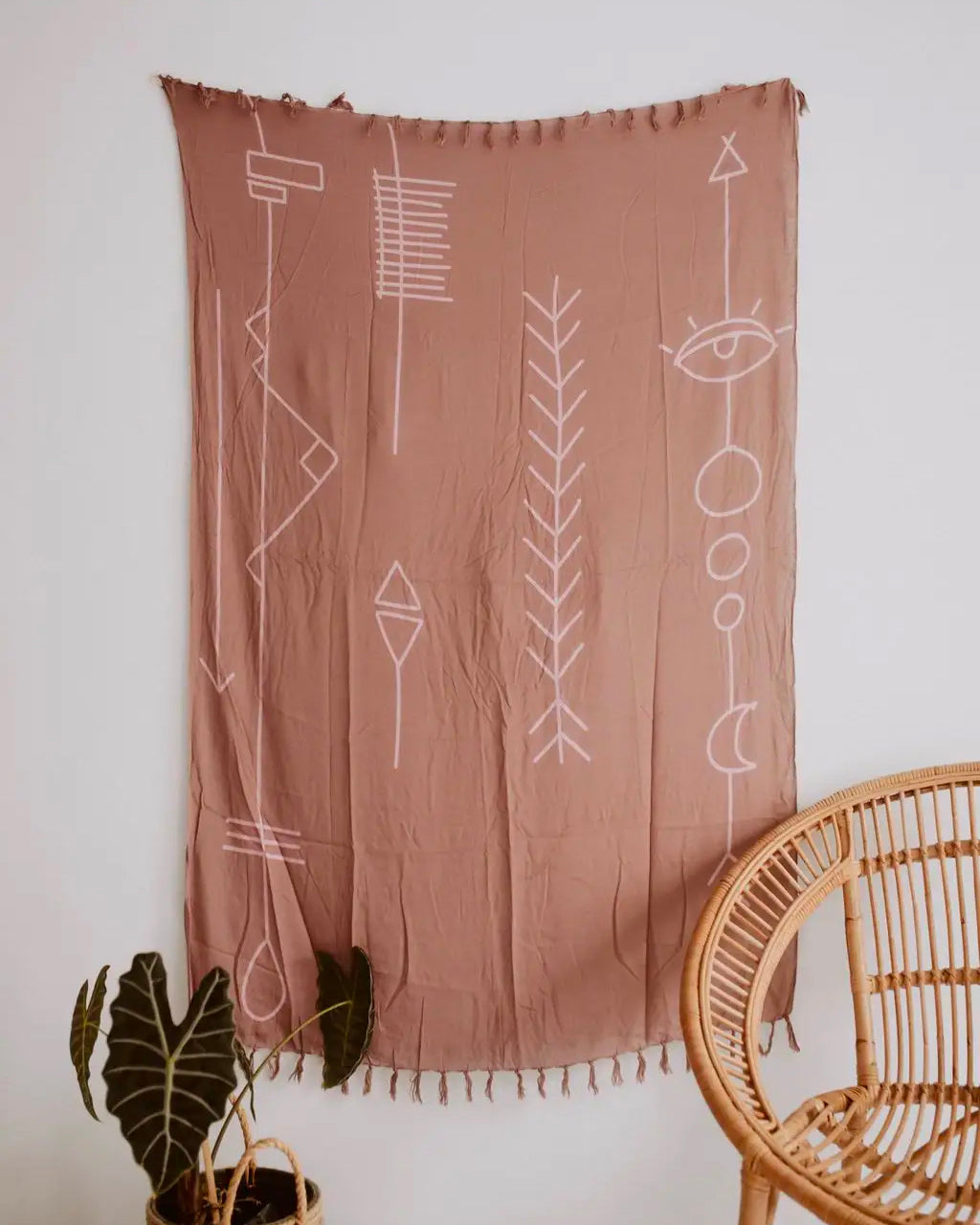 Dusty Rose Abstract Tapestry