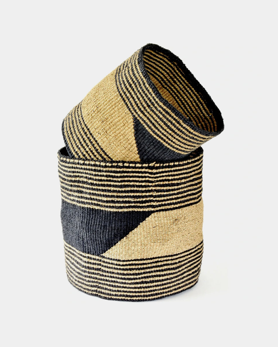 Navy Sisal Storage Basket