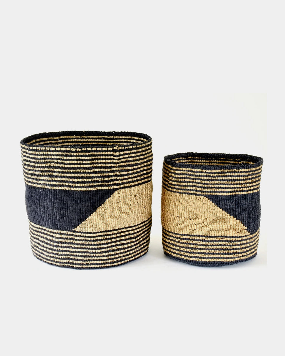 Navy Sisal Storage Basket