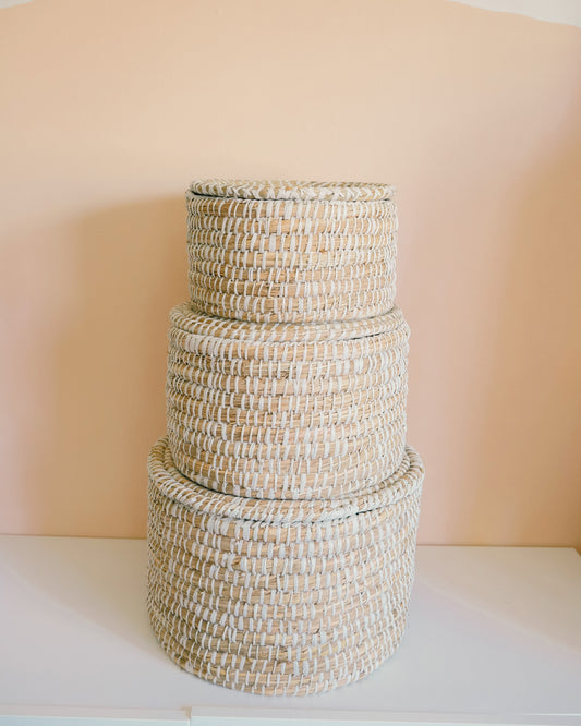 White Woven Storage Basket