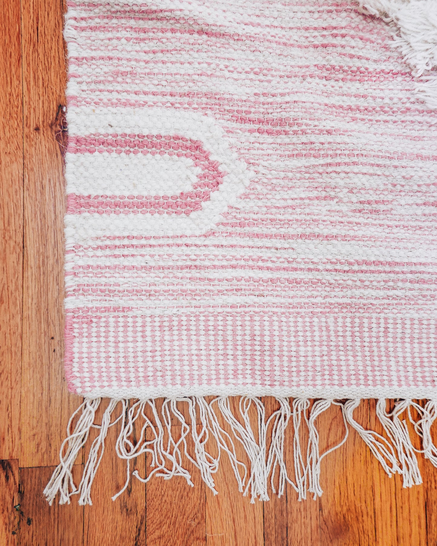 Pink Peony Fringe Rug